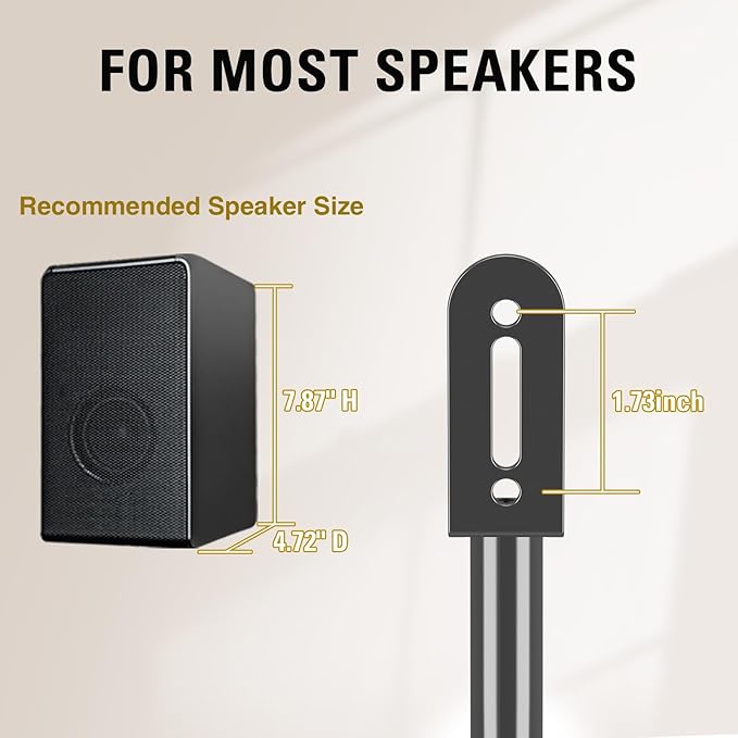 Mounting Dream Speaker Stands Pair, Max 39" Height Adjustable, Heavy Duty Base, 11 lbs Capacity Each, Set of 2 Universal Floor Stands