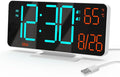 KOSUMOSU Desk Clock, 6.7in Small Digital Clock for Bedroom, Auto Dimming, Room Temperature, Day of The Week, Seconds, Date, LED Clocks for Living Room, Alarm Clocks for Bedrooms