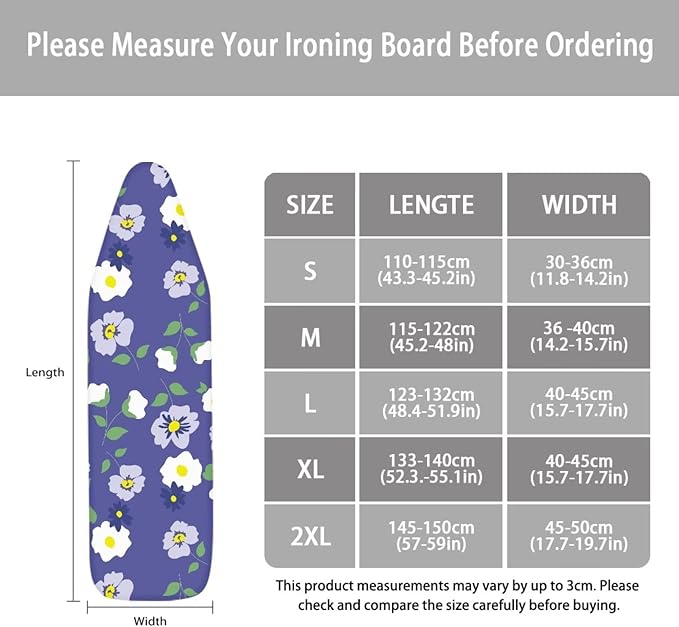 ZCFYGDX Flamingo Palm Leaf Print Ironing Board Covers (14 x 45 in) Hook & Loop Elastic Edge Easy to Install, Scorch Resistant,Lightweight & Breathable Anti-Slip & Wear-Resistant Home Size-S