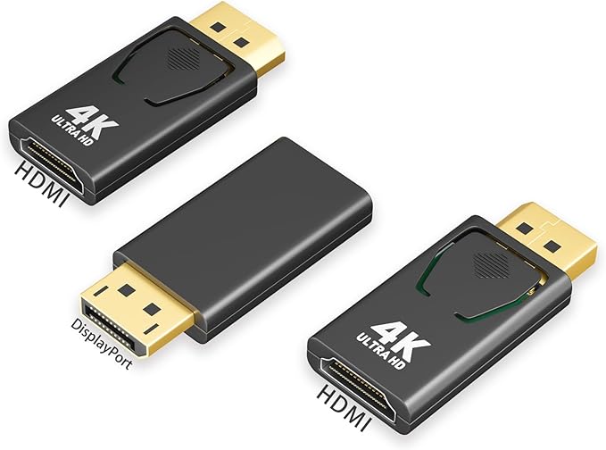Mbiydeg DisplayPort to HDMI Adapter 4K 30Hz, 3-Pack Uni-Directional DP to HDMI Converter (Male to Female) Compatible with Laptop/PC/Monitor/TV, Stable Signal for Home Office Gaming & Streaming.