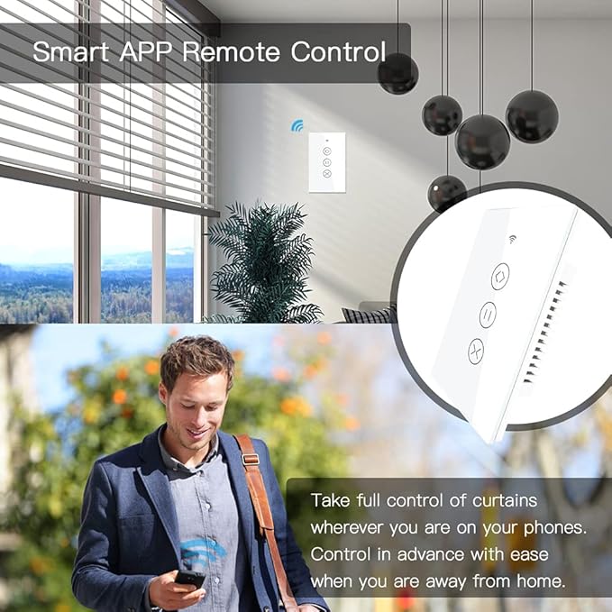 MOES WiFi Smart Curtain Switch Motorized Roller Blinds Shutter Switch,Smart Life/Tuya APP Remote Control,Compatible with Alexa Echo and Google Home