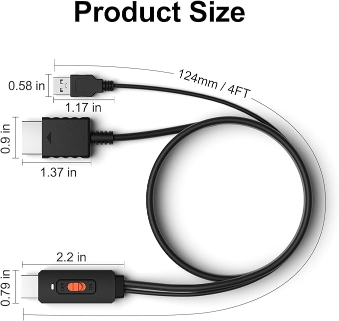 Azduou PS2 to HDMI Adapter HD-Link Cable Support ON/Off Switch, Converter PS3 Video Signal to HDMI Signal with True Ypbpr HD Signal Output (100% Improve Video Quality for PS2 and PS3)