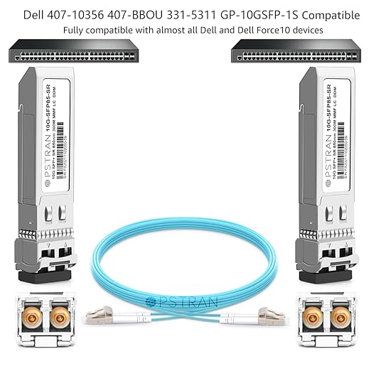 OPSTRAN 10GBASE-SR SFP+ Optical Transceiver Module Compatible with Dell 407-10356 407-BBOU 331-5311 and Dell Force10 GP-10GSFP-1S 10Gbps 850nm 300m DDM Duplex LC MMF 4 Pack