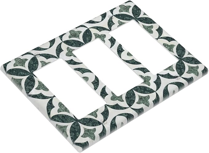 Bvtewkhz Green Luxury Modern Cubic Marble 3 Gang Triple Rocker Decorative Light Switch Covers Electrical Faceplate Switch Plates for Bathroom Kitchen Home