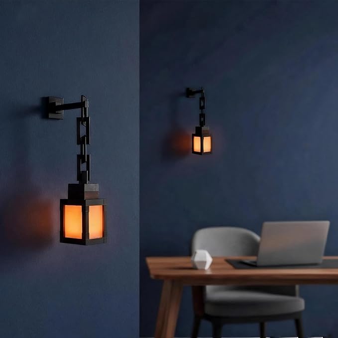 Neioaas Pixelated Lantern Night Lamp - 16 Color Changing Hanging Lantern Lamp, Rechargeable LED Wall and Table Decoration for Boys, Girls, and Adults, Playroom and Bedroom Decoration