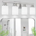 DIKAIDA Bathroom Vanity Light, 4-Light Nickel Modern Bathroom Light Fixtures with Milky White Glass Shade, Wall Lights,Bath Vintage Wall Mounted Lamps for Mirror Bedroom Living Room Hallway Cabinet