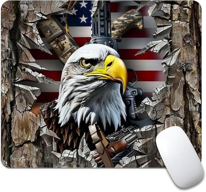 American Flag Eagle rip Oak camo (2) Square Mouse pad, Texture, Waterproof, Anti Slip Rubber Base, Computer Mouse pad, Laptop Mouse pad