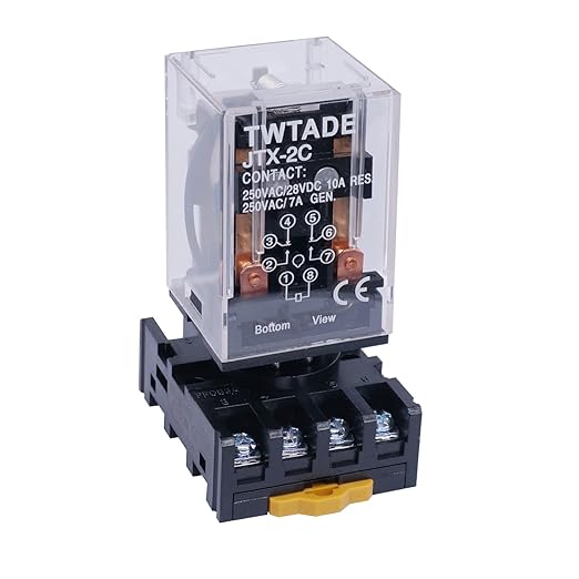 TWTADE/JTX-2C, MK2P-I DPDT Power Relay with Plug-in Terminal Socket Base, DC 12V Coil, 8 Pin 2NO 2NC