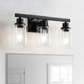 DIKAIDA 3-Light Bathroom Light Fixtures, Black Bathroom Vanity Light with Clear Glass Shade, Modern Bathroom Wall Lights Over Mirror, Farmhouse Wall Sconces Lighting for Bedroom LivingRoom