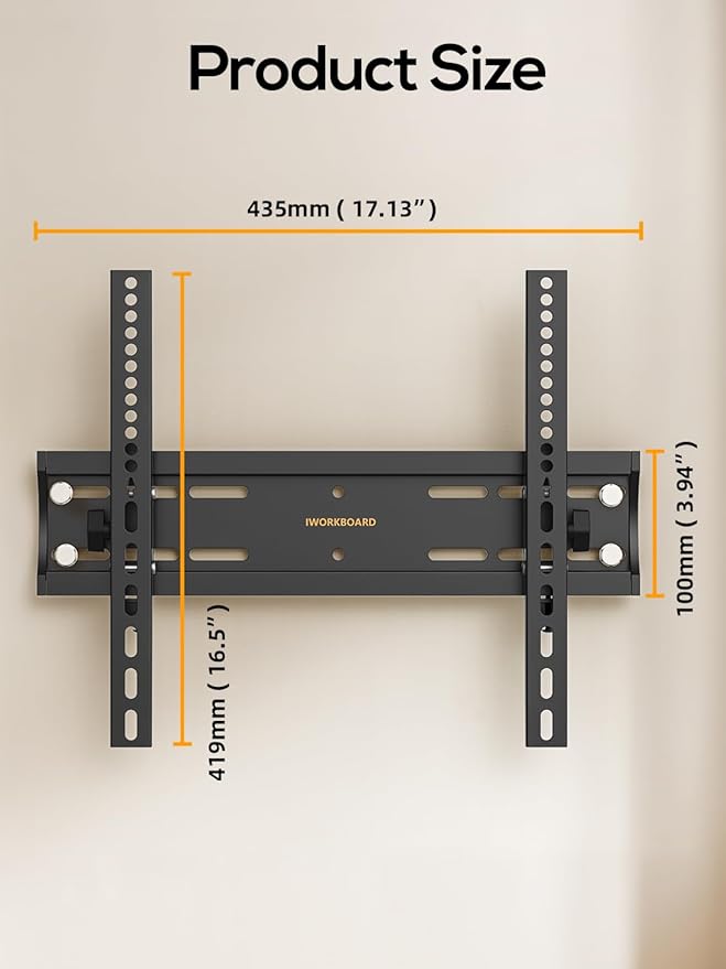 IWORKBOARD 40 50 55 inch Tilting TV Wall Mount for 24-65 '' TVs, Low Profile TV Mount, Ultra Slim Wall Mounts TVs Bracket, Max VESA 400x400mm, 99 lbs & 16 inch Studs, Fit Most 32+ 42 43 45 Screen