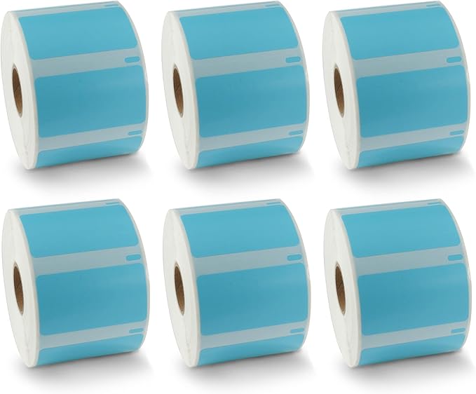 BETCKEY - Compatible DYMO 30334 (2-1/4" x 1-1/4") Medium Multipurpose Barcode/FNSKU Labels - Compatible with Rollo, DYMO Labelwriter 450, 4XL & Zebra Printers[6 Rolls, 6000 Labels, Blue]