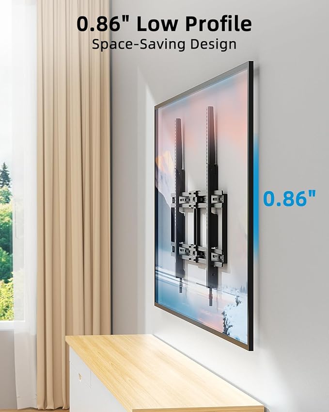 HOME VISION Ultra Slim Fixed TV Wall Mount Bracket for 42-100 Inch Flat/Curved Screens, Max VESA 800x600mm, 200lbs Capacity, 0.86" Low Profile, Universal, Heavy Duty, HV8802