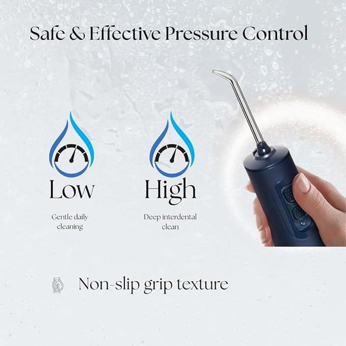 NOVAATOZ HydroAdvance Cordless Water Flosser for Teeth & Gums | Rechargeable Portable Oral Irrigator for Braces & Travel | Pulse Cleaning with 2 Flossing Tips | Waterproof Dental Care Device (Blue)