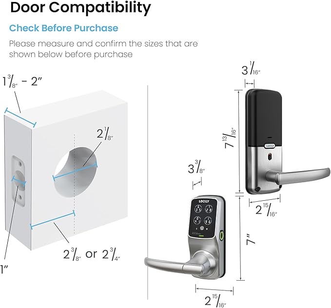 Lockly Secure Plus Smart Lock Bluetooth, 3D Biometric Fingerprint Sensor Front Door Lock with Handle, Digital Keypad Keyless Entry Door Lock, Voice Control & Auto Lock - Latch Edition