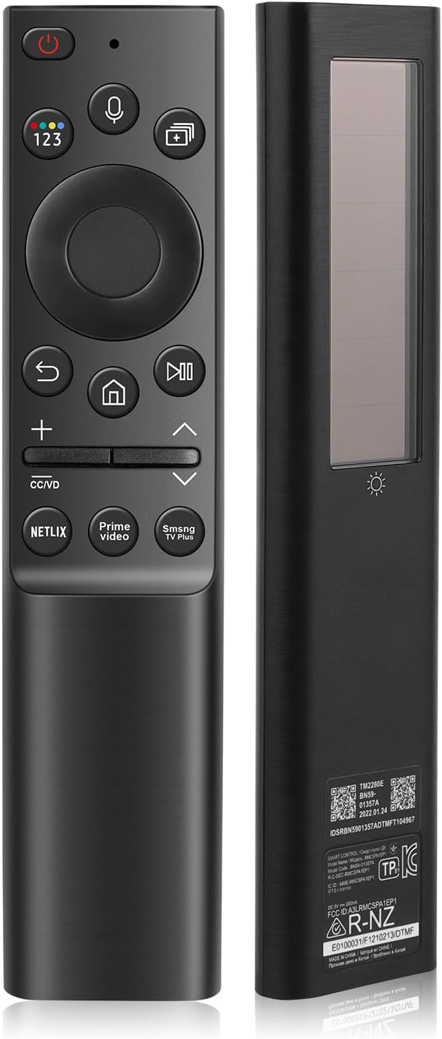 BN59-01357A Solar Voice Remote Compatible with Samsung Remote with 3 Apps and Solar Charging for Samsung Smart TVs Frame Neo LED Smart 4K 8K Ultra HD,VG-TM2180ES/ZA