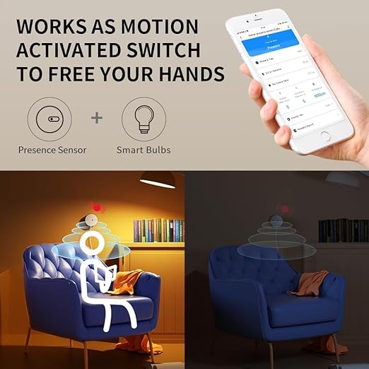 Linptech Human Presence Sensor ES1,Smart Motion Sensor with 24G mmWave Radar,Occupancy Sensor Requires Tuya Zigbee Hub for Home Security and Automation,Compatible with Alexa,Smart Life,Z2MQTT,ZHA