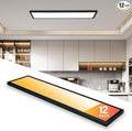 Mcacggo 12-Pack Black 1x4 LED Flat Panel Light Surface Mount, 5000K-4000K-3000K Selectable & Triac Dimmable, for Kitchen, Garage, 40W, 100-277V, ETL