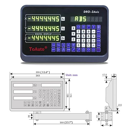 TOAUTO Digital Readout 2 Axis 3 Axis DRO Display Linear Scale 100~1000mm Precision 5um for Bridgeport/Knee Milling Lathe EDM Mill Machine (DRO-3Axis)