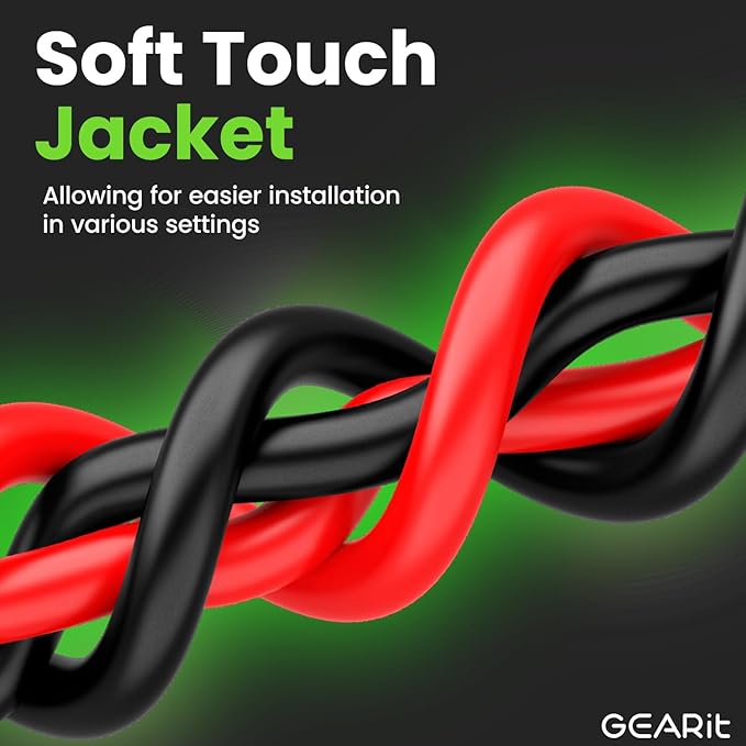 GEARit 16 Gauge Wire (200ft - Black/Red) GPT Automotive Primary Bonded Wire -2 Conductor CCA - for Car Audio, Speaker, Trailer Harness, Electrical - 200 Feet Total 16ga awg
