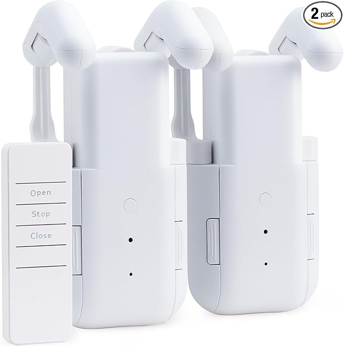 Takkicept Automatic Curtain Opener 2 Pack: Smart Electric Curtains Closer Robot with Remote Control｜No Drill Quiet Motor｜Compatible for Roman Rods, T & U Tracks｜Long-Lasting Battery for Bedroom & Home