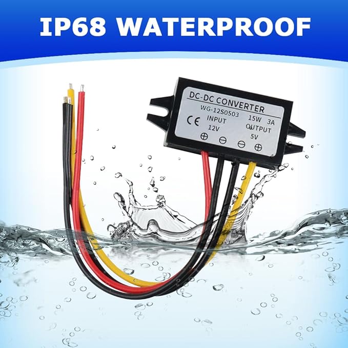 2Pcs 12/24V to 5V 5A 25W DC-DC Step Down Converter, Power Supply Adapter Compatible with Solar Panel, Waterproof Voltage Regulator Car Charging Transformation
