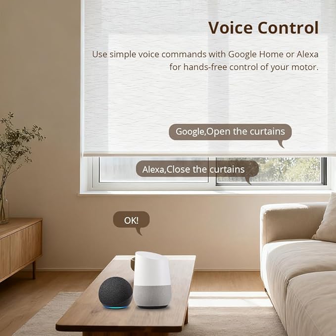Blindsmart Rechargeable Tuya Zigbee Roller Blinds Motor for 38mm Tube, Motorized Window Shades Automatic Blinds Curtain Opener APP Control, Zigbee Hub Required (with 1-Channel Remote)