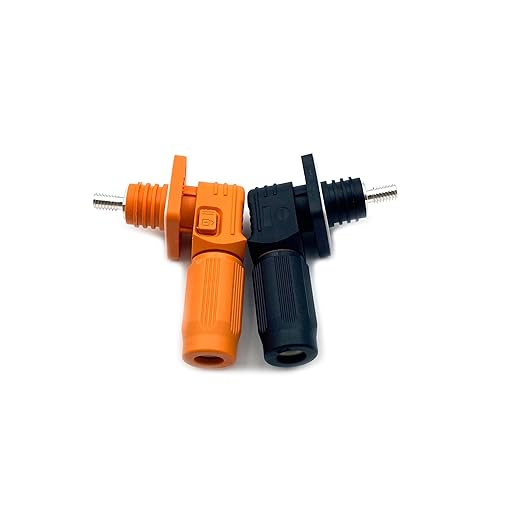 350A Battery Energy Storage Connector, 120mm² High Current Connectors IP67 Waterproof Stud Wiring Power Adapter Quick Plug Terminal Right Angle Plug and Socket (1500V Black+Orange)