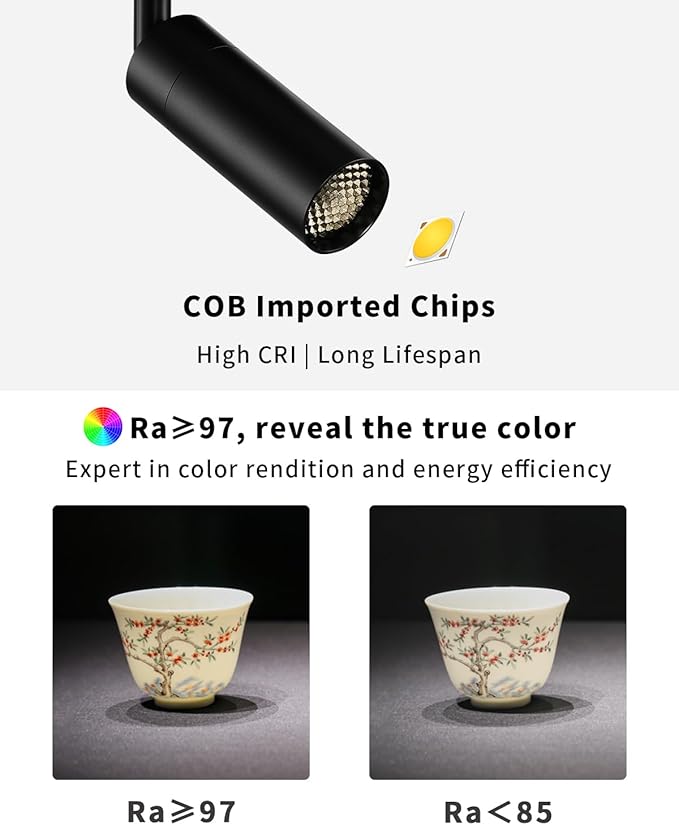 Gpaillumic Led Modern Directional Spotlight, Zoomable Monopoint Ceiling Spot Light for Indoor Cafeteria Foyer Living Room Warm White