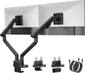 monTEK Dual Monitor Stand Mount with USB Up to 35" Screens, Each Arm Holds Max 24.3 lbs, Full Motion Adjustable Monitor Arm Desk Mount with C-Clamp/Grommet,VESA 75/100mm, MA1010UCBK-D