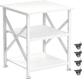 Printer Stand, 23.6 x 23.6 Inches Large Printer Stand with Adjustable Storage Shelf, 3 Tier Printer Table for Home Office, Rolling Printer Cart with Industrial Wheels, Mini Fridge Stand Table, White
