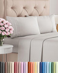 Queen Size 4 Piece Sheet Set - Comfy Breathable & Cooling Bed Sheets Set - Hotel Luxury Bedding for Women, Men, Kids, Teens, Boys & Girls - Deep Pockets, Soft, Wrinkle Free - Oeko-Tex - French Grey