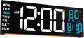 JALL 16" Large Digital Wall Mount Clock, Count Down Timer, Alarm, Big LED, RGB Color, DST, Temperature for Living Room Classroom Desk, Xmas, Birthday Gift for Senior Mom Dad (White Blue, 16 inches)