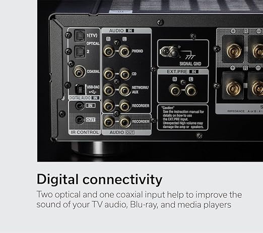 Denon PMA-1700NE Integrated Amplifier (140W x 2), USB-DAC & Phono Equalizer, Analog Mode, High-Current Power Circuit, AL32 Processing Plus, Hi-Res Audio, Black, Home Audio Receivers & Amplifiers
