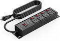 CCCEI Heavy Duty Surge Protector Power Strip 20 Amp Individual Switches. 4FT 12 Gauge Extension Cord with Multiple Outlets. Kitchen, Garage, Shop, Industrial Wall Mount Electric Extender, Black.