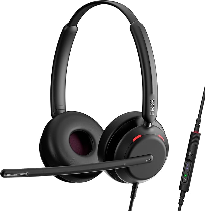 EPOS Impact 760 Dual-Sided USB-C and USB-A Wired Office Headset with Noise-Canceling Mic, in-Line Controls, Clear Audio, Comfortable Fit, Suitable for Business Calls and Working from Home