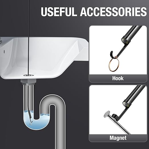 Teslong 50FT Sewer Camera, Dual Lens Borescope with Light, 4.3" HD Drain Plumbing Endoscope Inspection Camera, Home Waterproof Flexible in Wall Cam Pipe Tools, Snake Scope for Air Duct HVAC