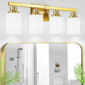 DIKAIDA 4-Light Gold Vanity Light, Modern Gold Bathroom Light Fixtures Over Mirror with Milky White Glass Shade, Bath Wall Mount Lights Wall Lamp for Mirror Bedroom, Living Room Hallway Kitchen