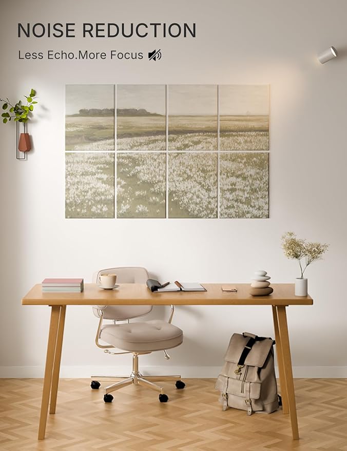 Wall Art Acoustic Panels,47''X31''Sound Absorbing Panels-8-Pack with 50 Adhesive Tabs, Panels for Living Room and Recording Studio, Offices-A Vast Summer Landscape