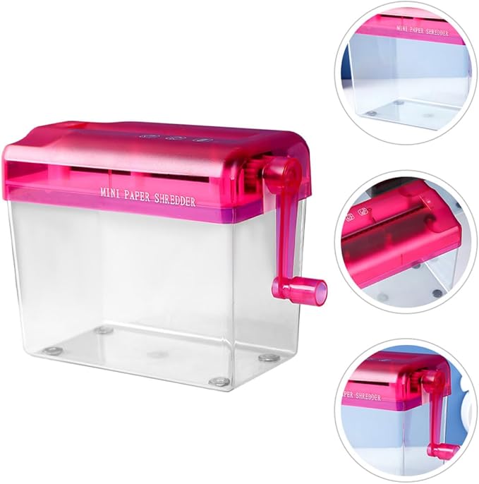 Healvian Manual Paper Shredder Small Desktop Handheld Red Compact Office and Home Use Convenient Hand Shredder for A4 Paper Documents