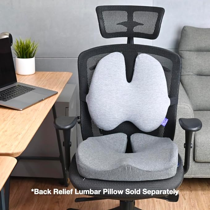 C CUSHION LAB Patented Pressure Relief Seat Cushion for Long Sitting Hours on Office/Home Chair, Car, Wheelchair - Extra-Dense Memory Foam for Hip, Tailbone, Coccyx, Sciatica - Wellness Green