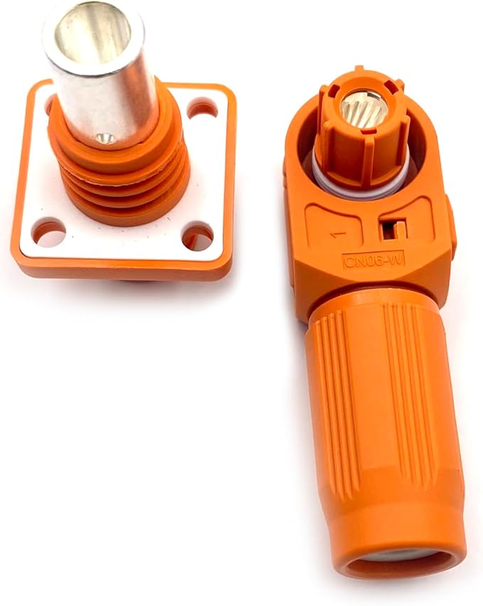1 Set Battery Energy Storage Connector, 70A High Current Connectors Quick Plug Terminal Orange Right Angle Plug and Socket IP67 Waterproof Power Adapter Crimping 10mm² Wiring (1000V)