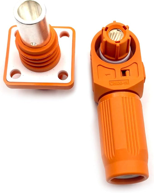 1 Set Battery Energy Storage Connector, 120A High Current Connectors Quick Plug Terminal Orange Right Angle Plug and Socket IP67 Waterproof Power Adapter Crimping 25mm² Wiring (1000V)