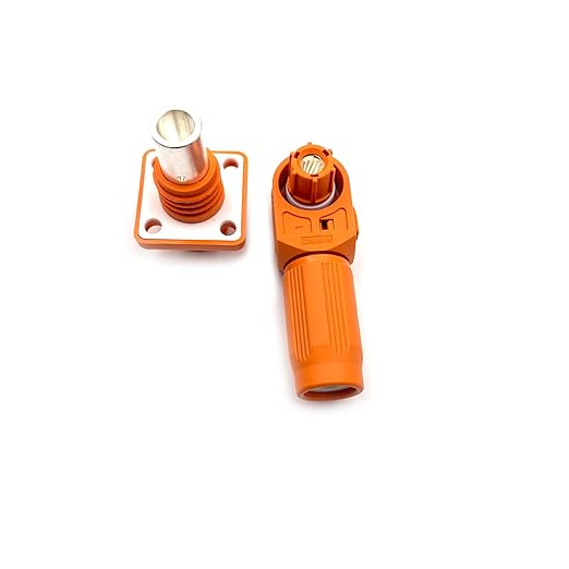 120A Battery Energy Storage Connector, 25mm² High Current Connectors IP67 Waterproof Crimping Wiring Power Adapter Quick Plug Terminal Right Angle Plug and Socket (1000V Black+Orange)