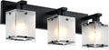 WINSHEN 3-Lights Bathroom Light Fixture Over Mirror, Modern Black Wall Sconce Vanity Lighting Fixtures with Rectangular Frosted Glass Shade for Bathroom Kitchen Bedroom, E26 Bulb Base