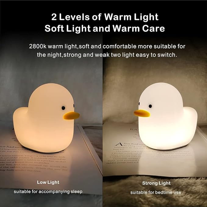 LEDHOLYT Kids Night Light - Cute Silicone Duck Nursery Lamp for Baby and Toddler, Animal Squishy Lamp for Bedroom, Boys and Girls Gift