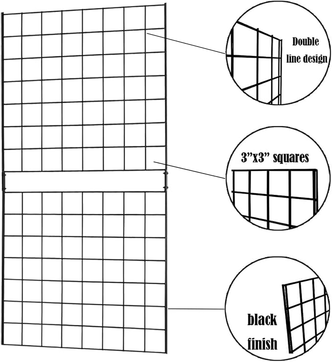 7RiversART Grid Wall Commercial Grade Gridwall Panels – Heavy Duty Grid Panel for Any Retail Display Wall Grid 2' Width x 4' Height, Black (Pack of 4) Easily Portable
