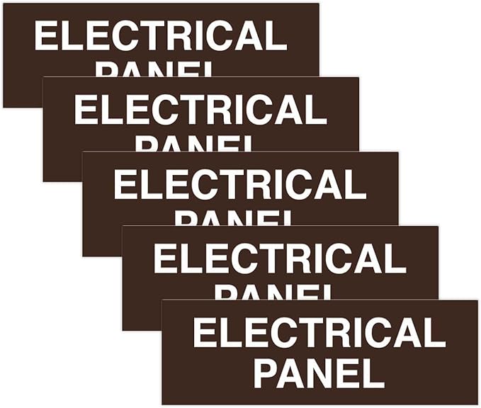 All Quality Basic Electrical Panel Sign - Fire Regulation Safety Compliance Sign - Dark Brown - Medium (5 Pack)