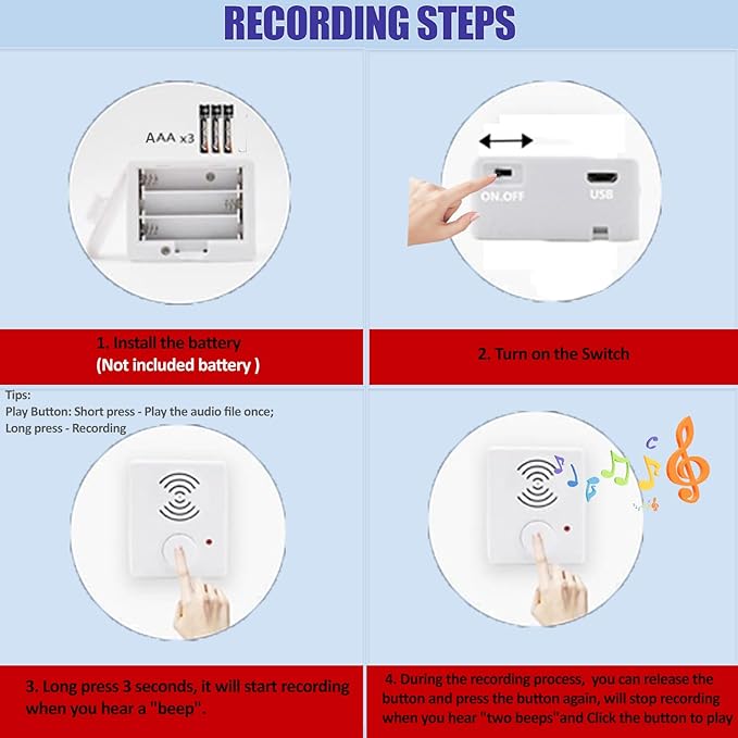 XLW 16 Minutes Voice Recorder for Stuffed Animals,Voice Box for Recordable Presents Button Sound Box for Crafters, Hobbyists, Stuffed Animals,School Presentations,Personalized Items,etc-White-2P
