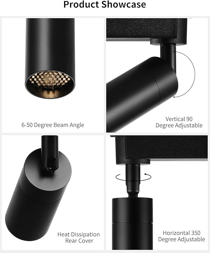 Gpaillumic LED Track Lighting Heads Compatible with H Type 4-Wire Rail Ceiling Spotlight for Indoor Cafe Bar Dining Room Restaurant Lighting