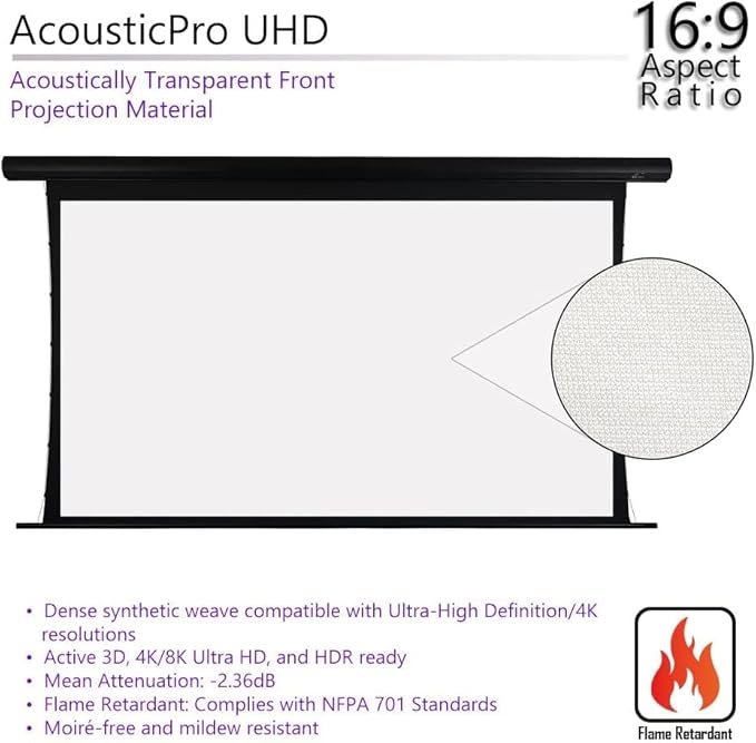 Elite Screens Saker Tab-Tension AcousticProUHD RC1 Kit, Acoustically Sound Transparent Projector Screen, SKT150UH2-E12-AUHD